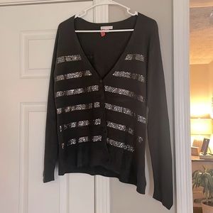 New York & Company Slate Gray with sequins Cardigan Size Large